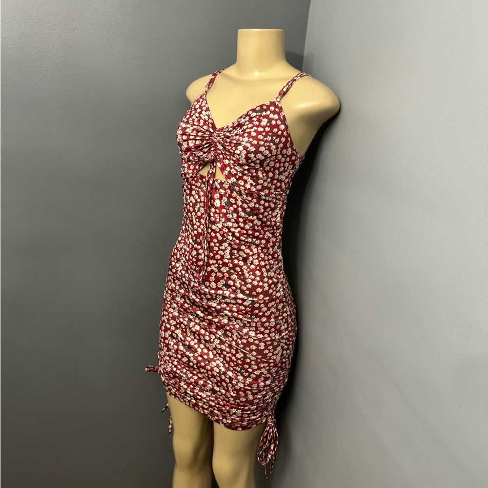 Bodycon stretch ruched floral dress s